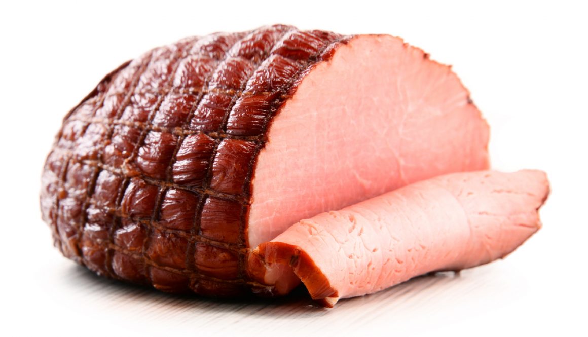 Piece,Of,Ham,Isolated,On,White,Background.,Meatworks,Product