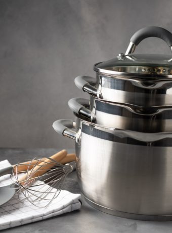 Set,Of,Various,Cookware,And,Utensils,On,Dark,Background.,Recipe